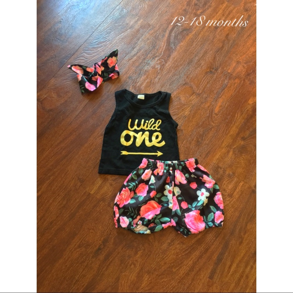 Like New Floral Wild One Outfit/ 1st Birthday Set